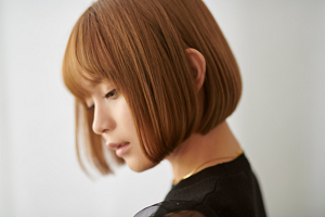 Woman with a graduated chin-length bob